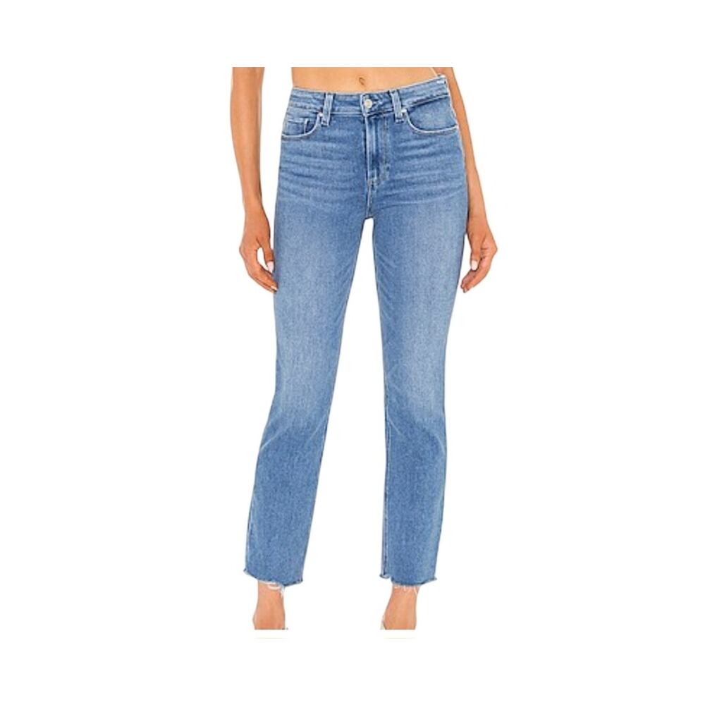 Paige Cindy Womens Stringy Hem Straight Jeans in Music Distressed Size 31 - Picture 8 of 8